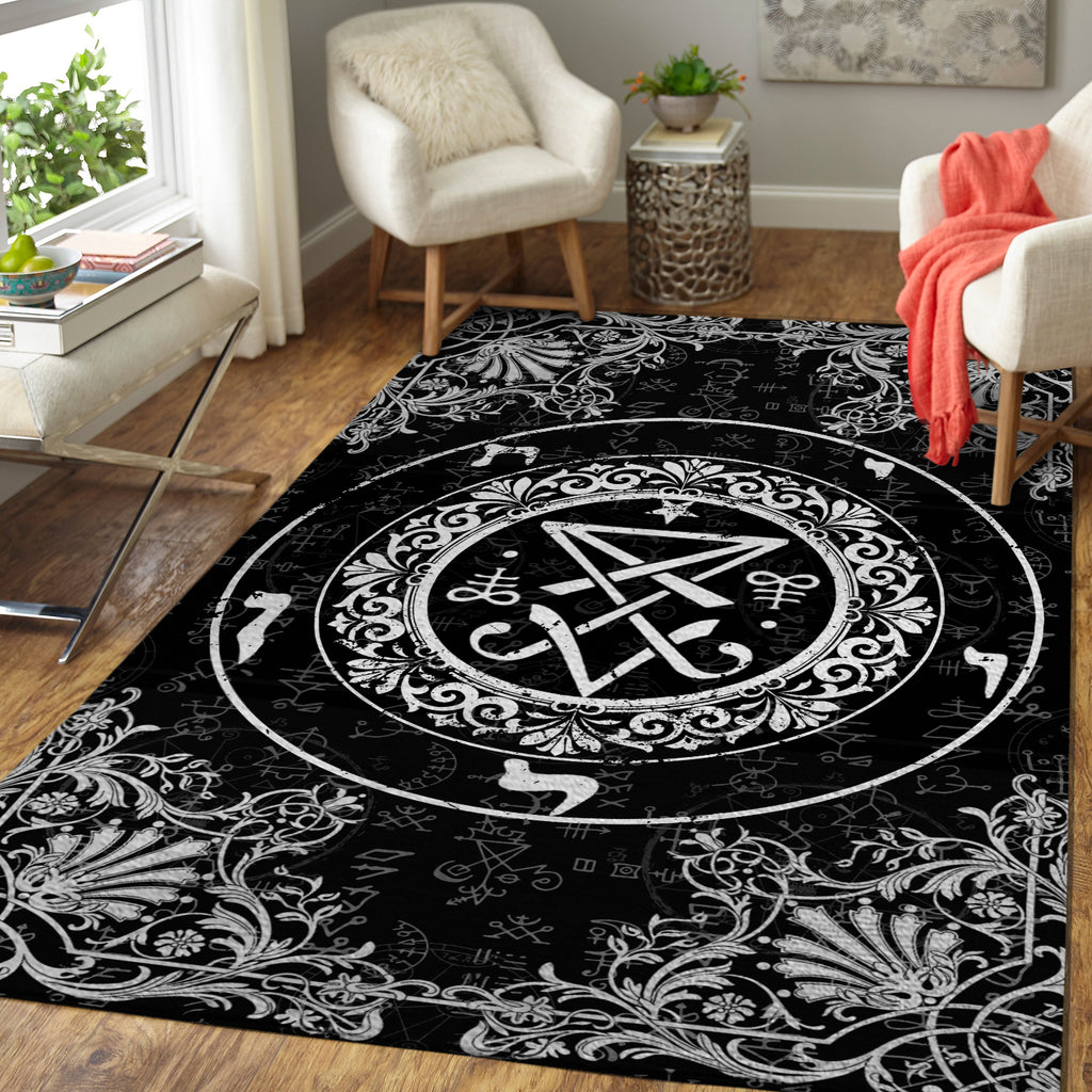 Satanic Leviathan Occult Boho Area Rug