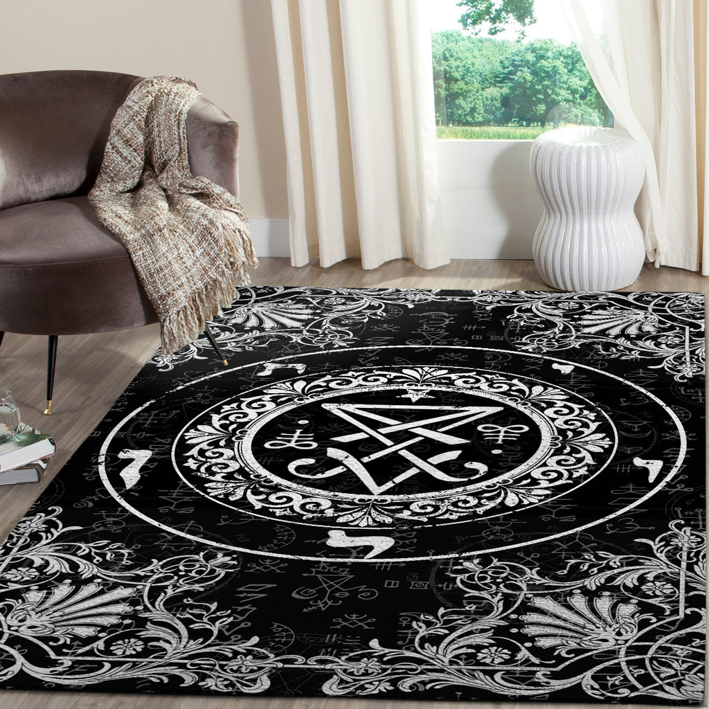 Satanic Leviathan Occult Boho Area Rug