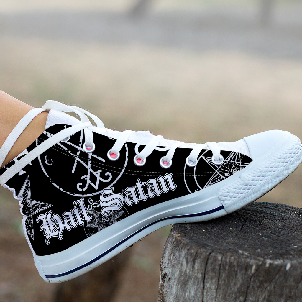 Unisex High Top Canvas Shoes - Hail Satan