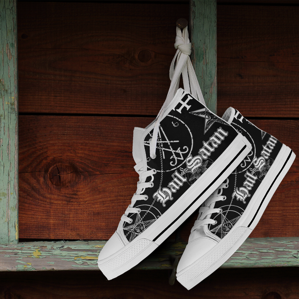 Unisex High Top Canvas Shoes - Hail Satan