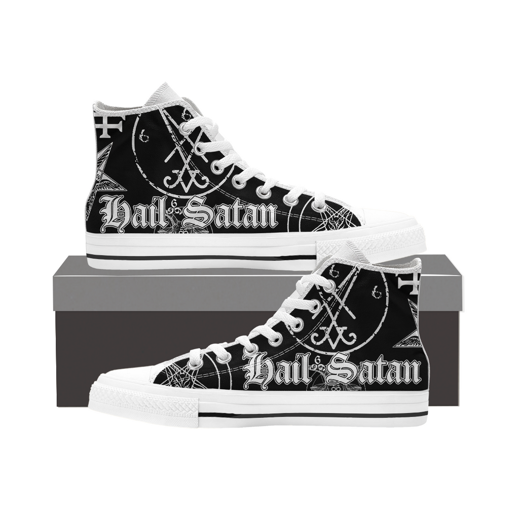 Unisex High Top Canvas Shoes - Hail Satan