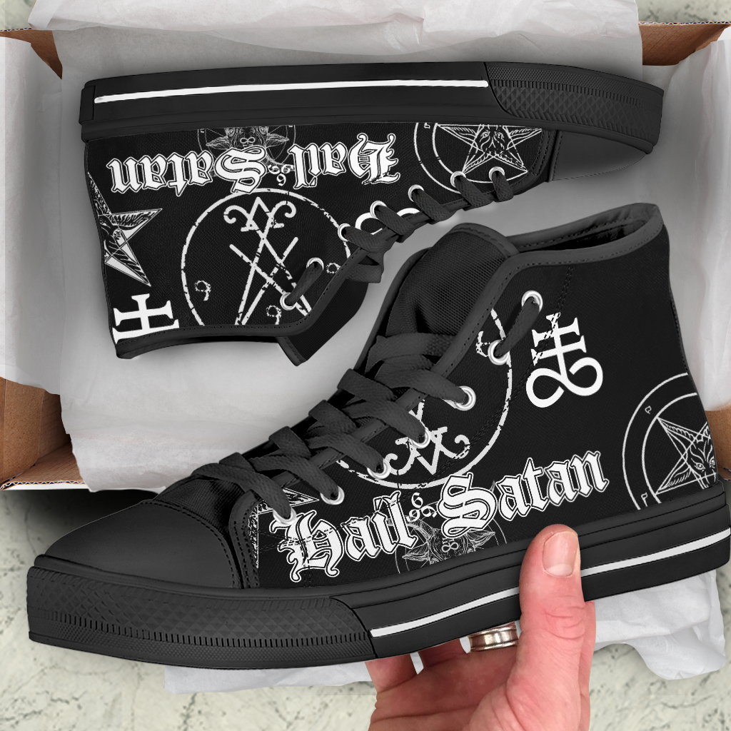 Unisex High Top Canvas Shoes - Hail Satan