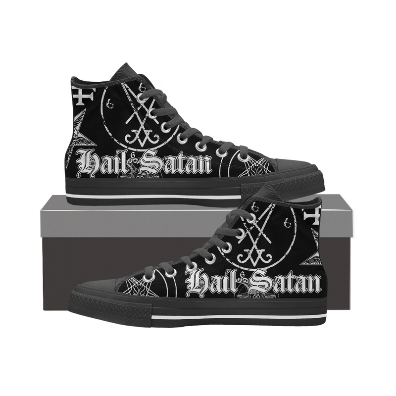 Unisex High Top Canvas Shoes - Hail Satan