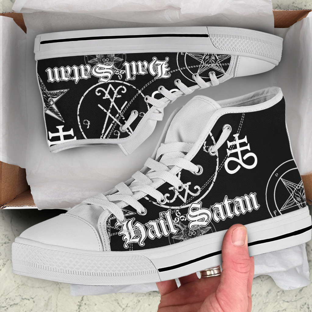 Unisex High Top Canvas Shoes - Hail Satan