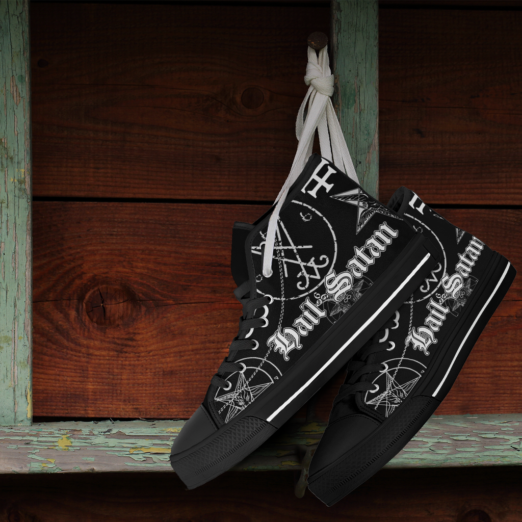 Unisex High Top Canvas Shoes - Hail Satan