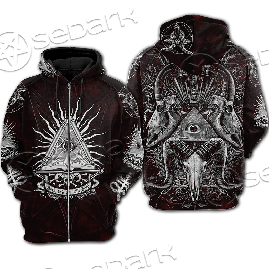 All Seeing Eye Hoodie Raglan Sleeve Zip-up