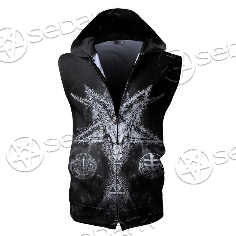 Baphomet Zip-up Sleeveless Hoodie
