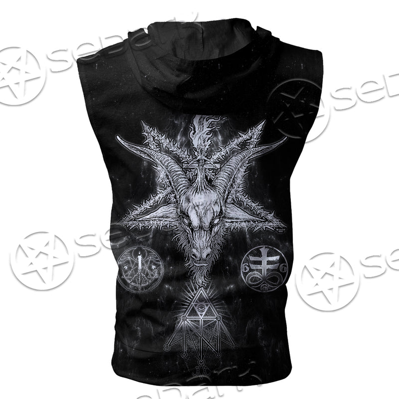 Baphomet Zip-up Sleeveless Hoodie
