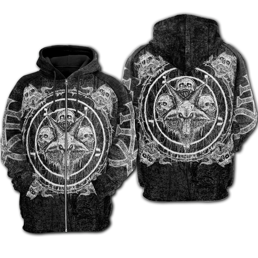 Skull Baphomet Zip-up Hoodie