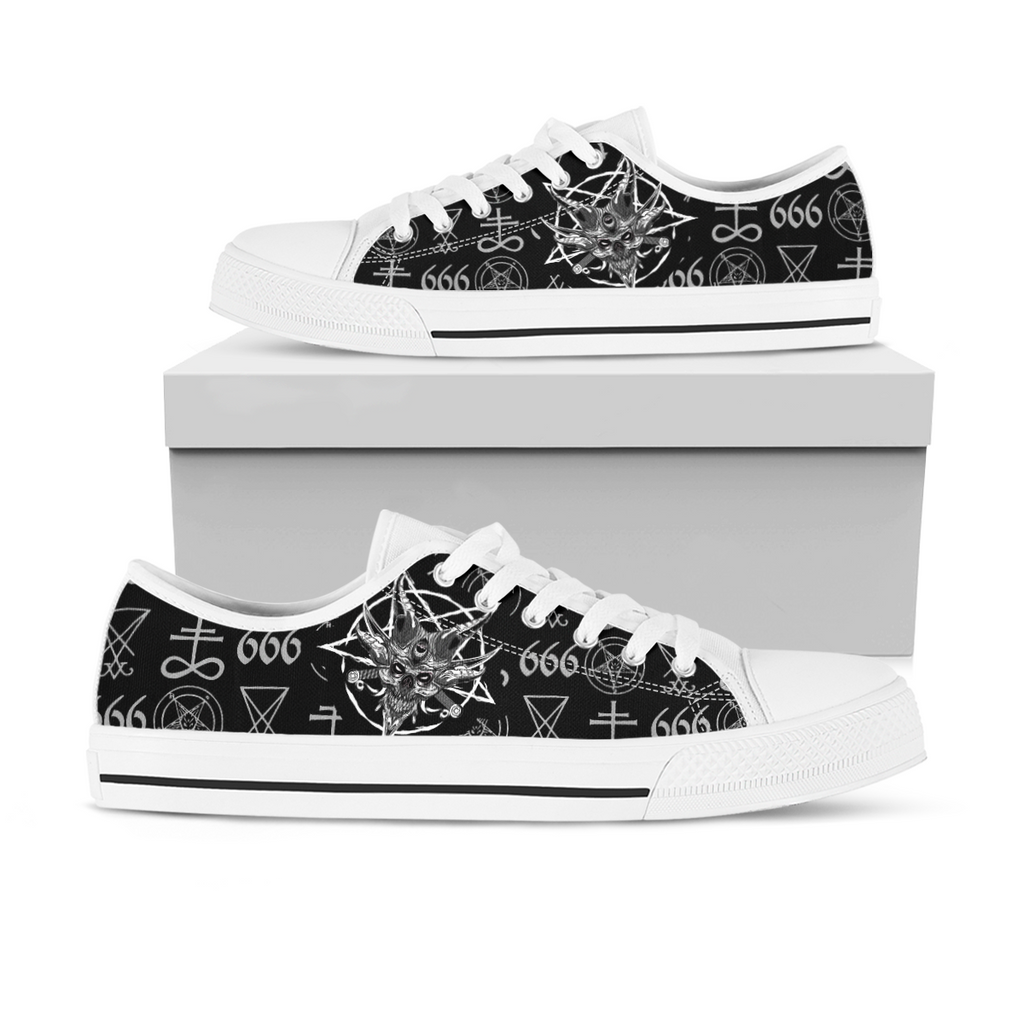 Unisex Low Top Canvas Shoes - Satan 666