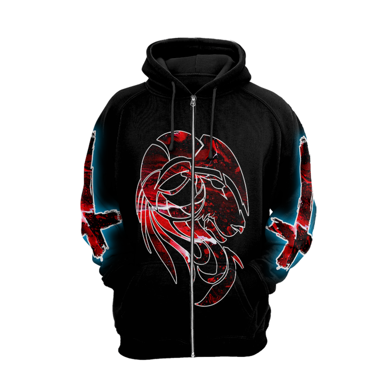 Satanic Hoodie Raglan Sleeve Zip-up 0106-4