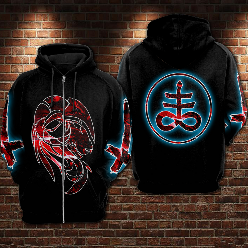 Satanic Hoodie Raglan Sleeve Zip-up 0106-4