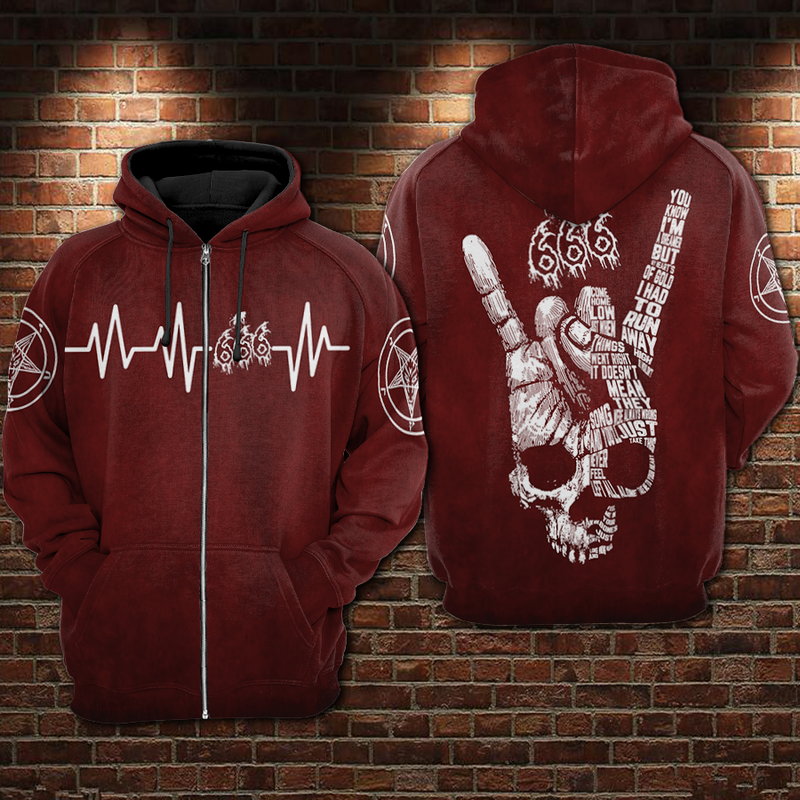 666 Hoodie Raglan Sleeve Zip-up