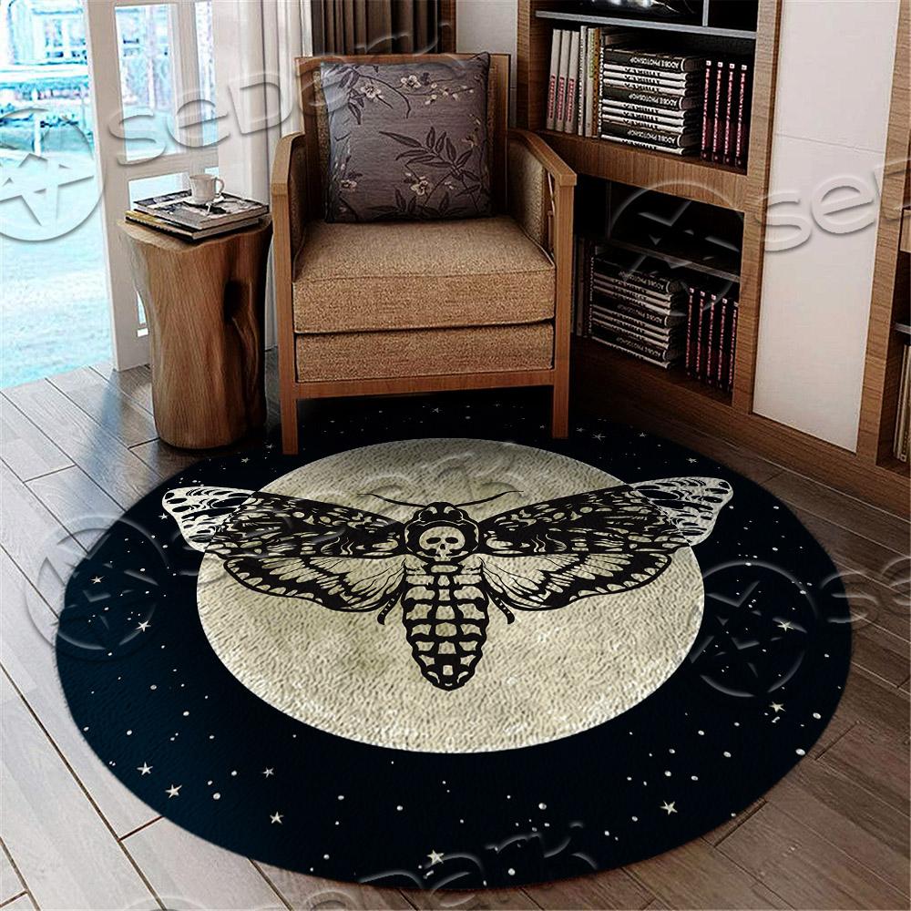 Skull Moth Butterfly RUG-0002 Round Carpet