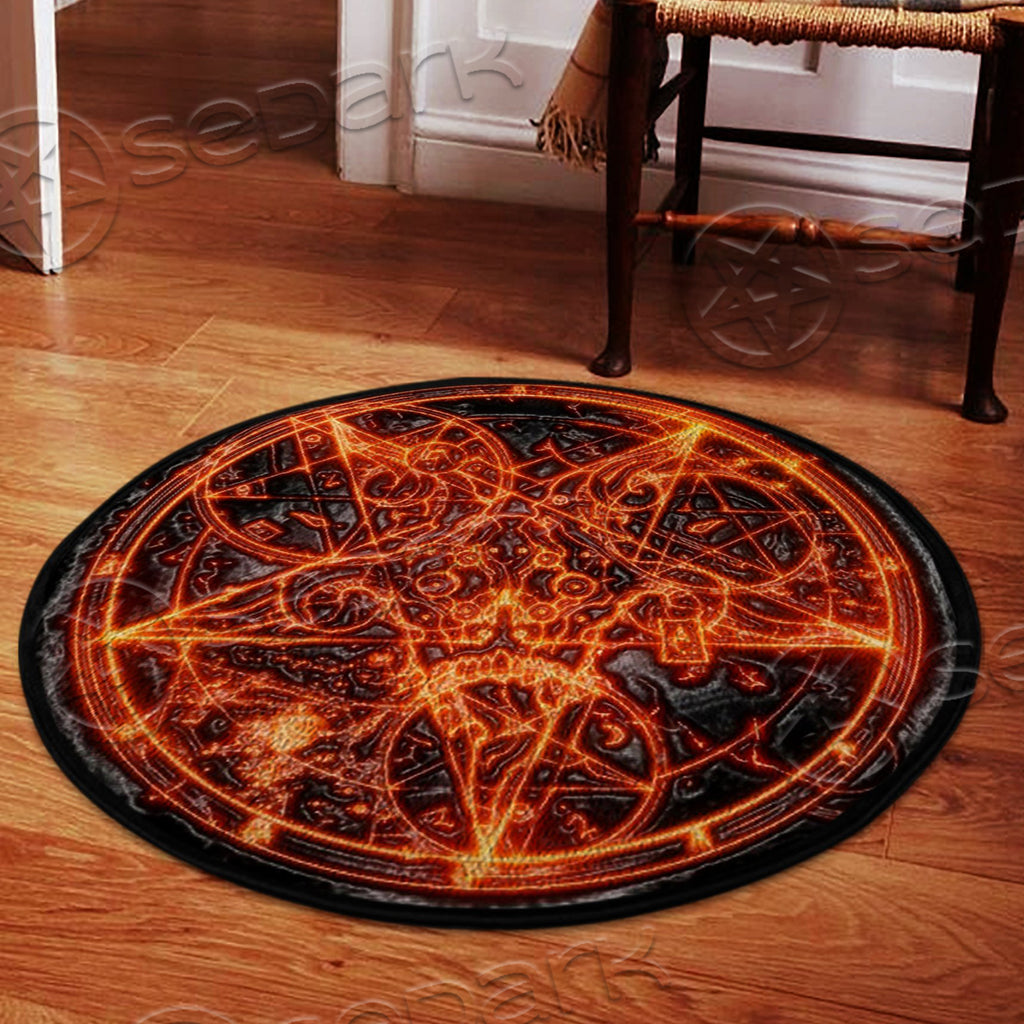 Sigil Of Fire Baphomet SED-0338A Round Carpet