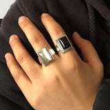 Solid 925 Sterling Silver Lucifer Rings with Black Onyx Natural Stone Handmade Statement Ring A3256803465372180