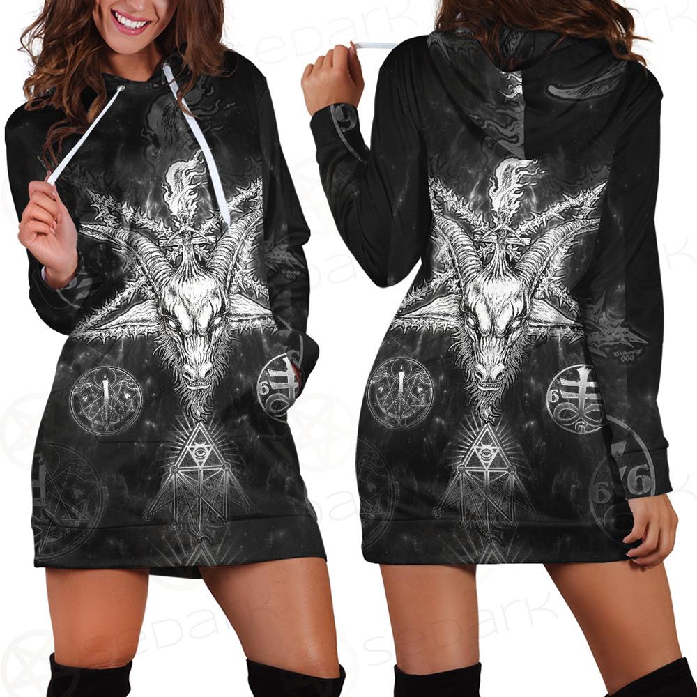 3D ALL OVER SATANIC Hoodie Dress