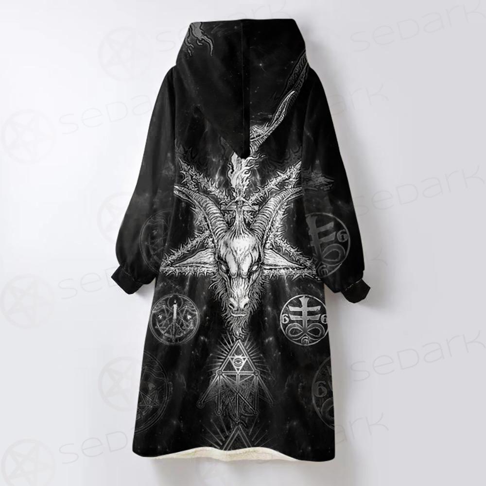 3D ALL OVER SATANIC Oversized Sherpa Blanket Hoodie