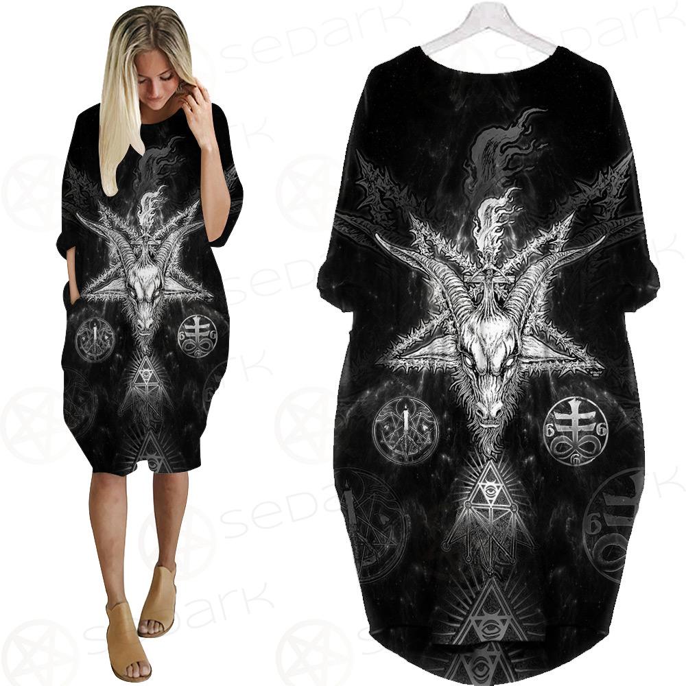 3D ALL OVER SATANIC Batwing Pocket Dress