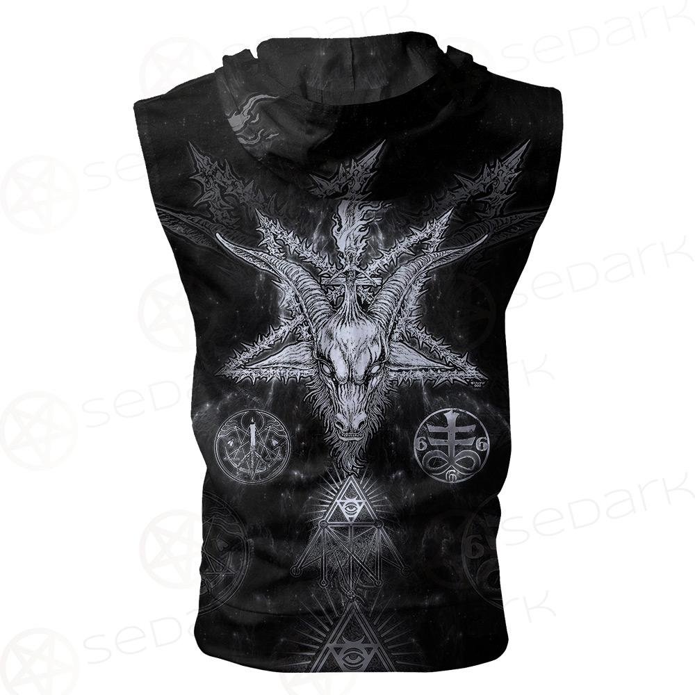 3D ALL OVER SATANIC Zip Sleeveless Hoodie