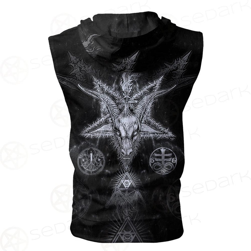 3D ALL OVER SATANIC Zip Sleeveless Hoodie