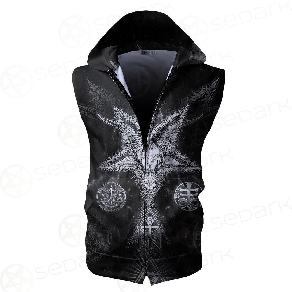 3D ALL OVER SATANIC Zip Sleeveless Hoodie