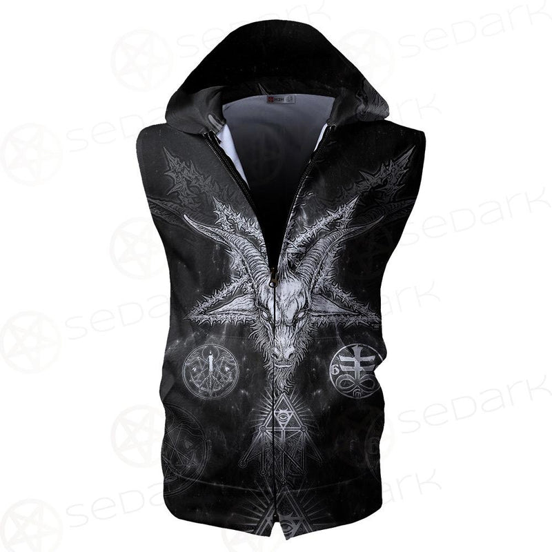 3D ALL OVER SATANIC Zip Sleeveless Hoodie