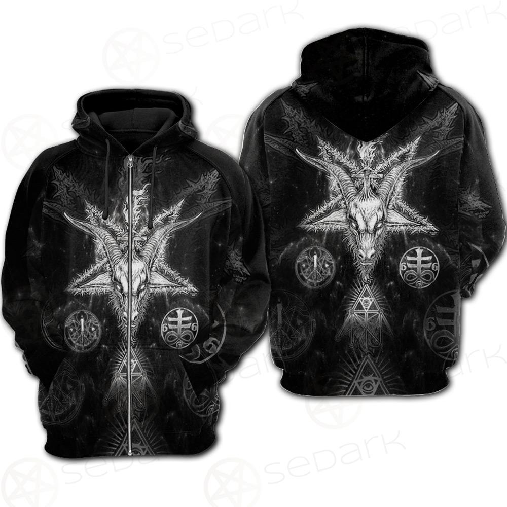 3D ALL OVER SATANIC Hoodie Raglan Zip