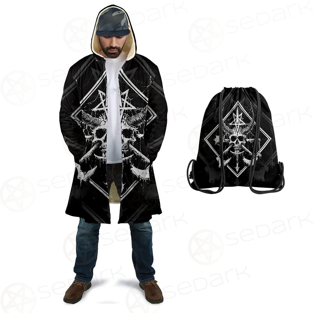 3D All Over Satanic Skull SDN-1002 Cloak with bag