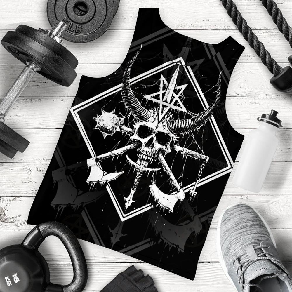 3D All Over Satanic Skull SDN-1002 Men Tank-tops