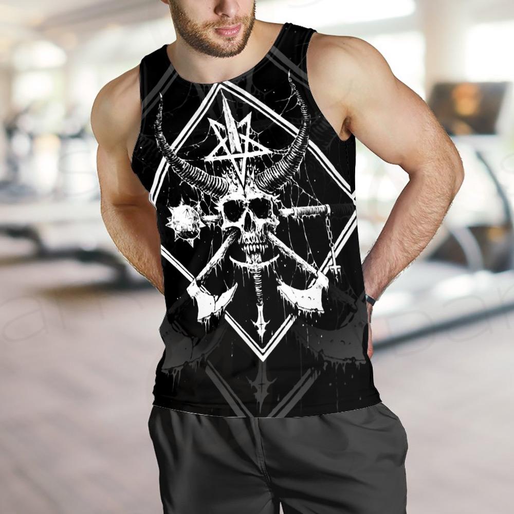 3D All Over Satanic Skull SDN-1002 Men Tank-tops