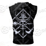 3D All Over Satanic Skull SDN-1002 Zip Sleeveless Hoodie