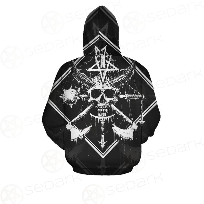 3D All Over Satanic Skull SDN-1002 Zip-up Hoodies