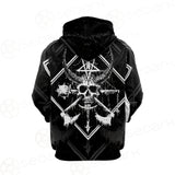 3D All Over Satanic Skull SDN-1002 Hoodie Raglan