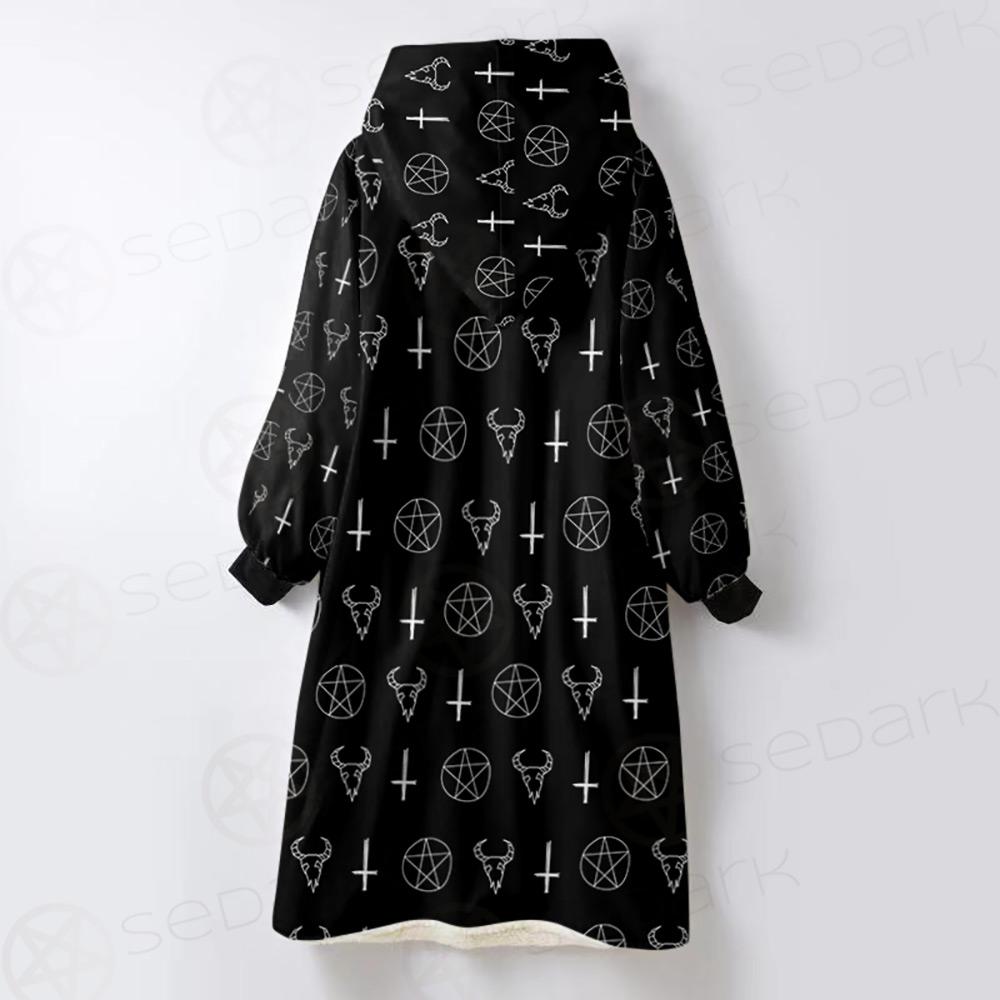 Satanic Symbol Oversized Sherpa Blanket Hoodie
