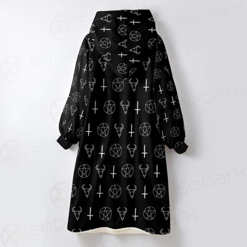 Satanic Symbol Oversized Sherpa Blanket Hoodie