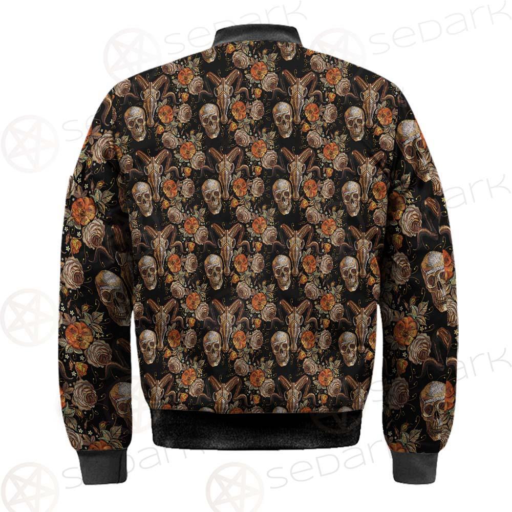 Bull Human Skull Roses SDN-1009 Bomber Jacket