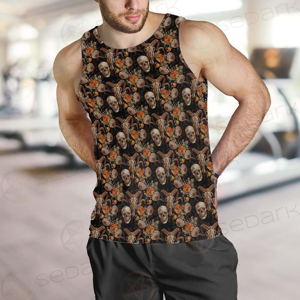Bull Human Skull Roses SDN-1009 Men Tank-tops