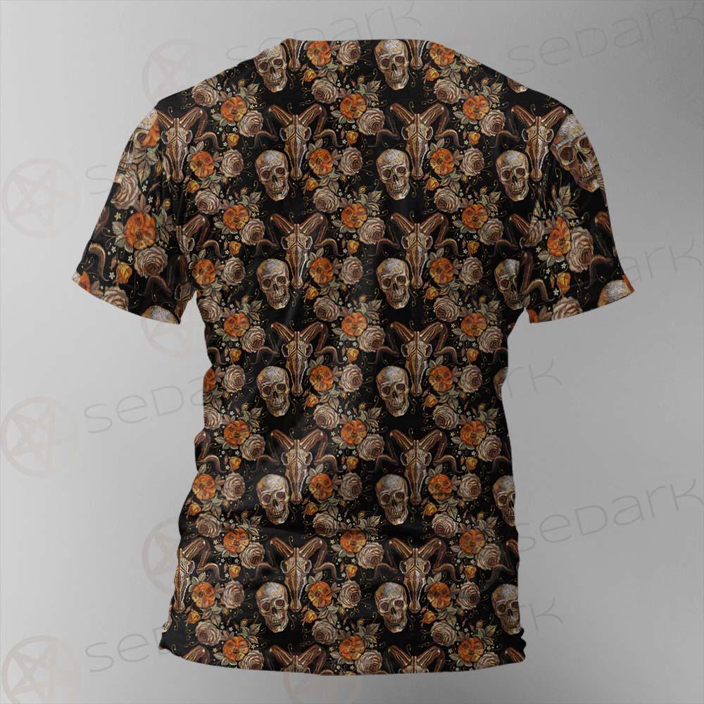 Bull Human Skull Roses SDN-1009 Unisex T-shirt