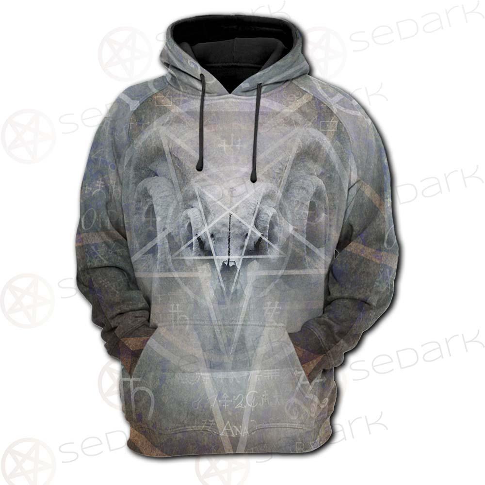 Black Mass Montage Occult Goat Skull SDN-1012 Hoodie Raglan