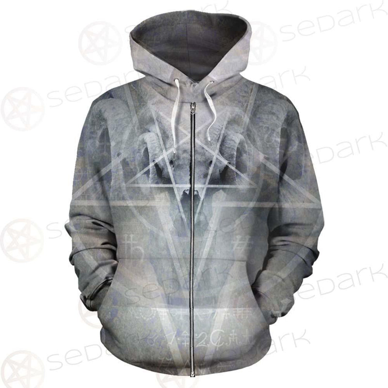 Black Mass Montage Occult Goat Skull SDN-1012 Zip-up Hoodies