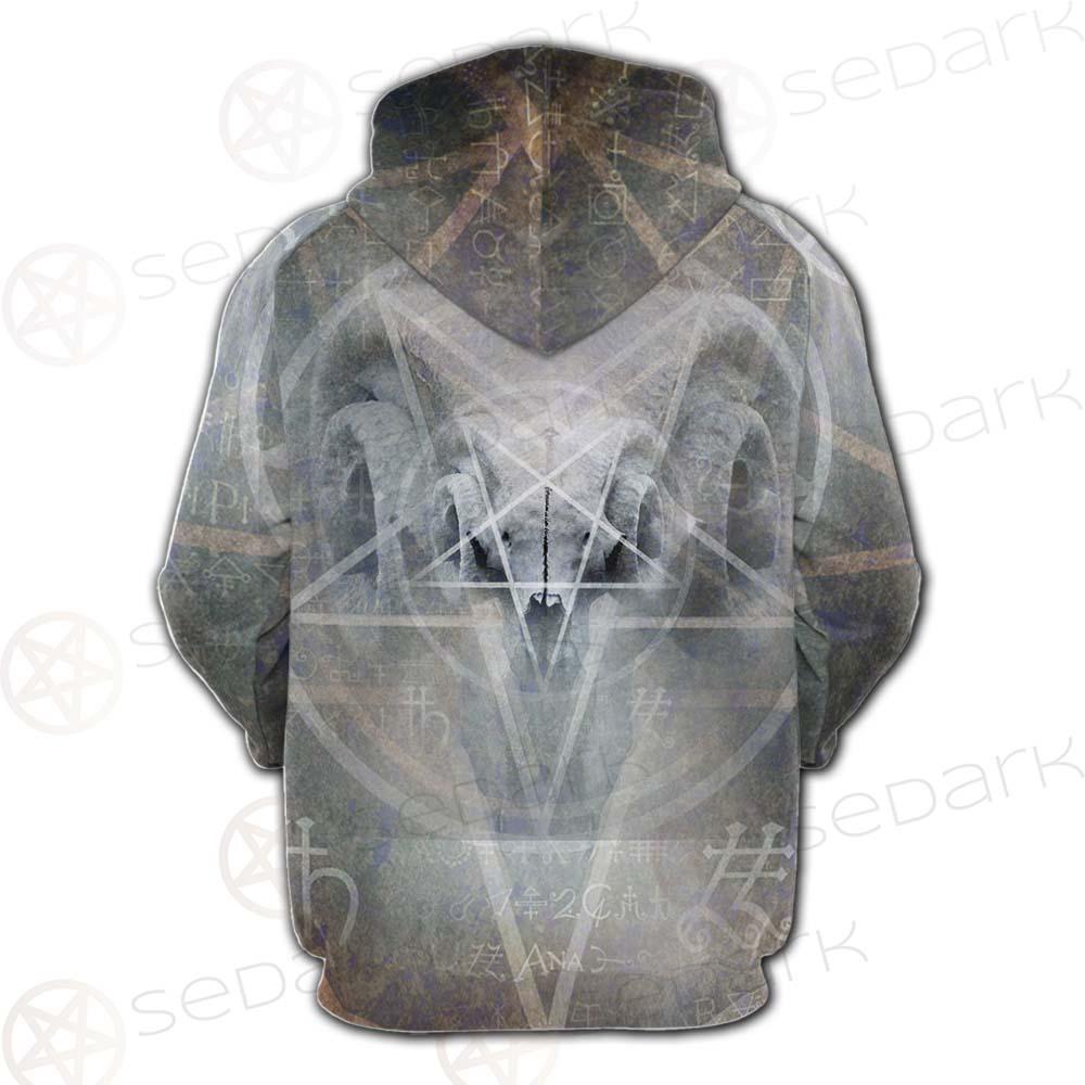 Black Mass Montage Occult Goat Skull SDN-1012 Hoodie Raglan