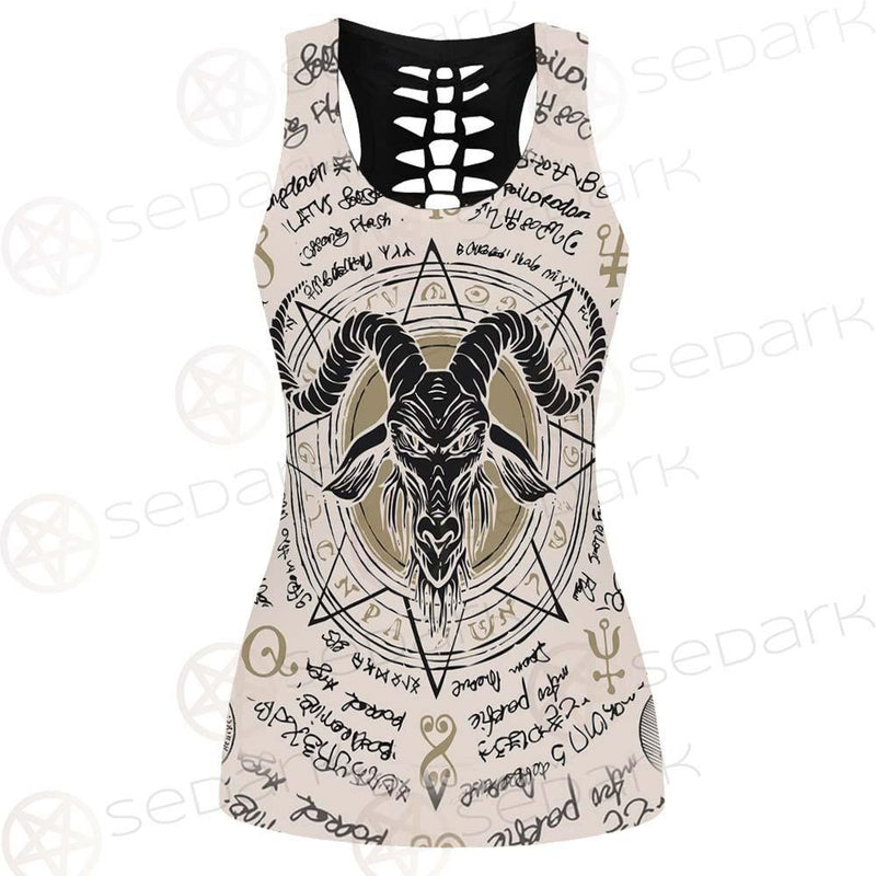 Horned Goat And Octagonal Star SDN-1014 Hollow Out Tank Top