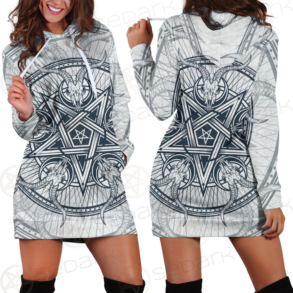 Goat Skulls And Star Rays SDN-1015 Hoodie Dress