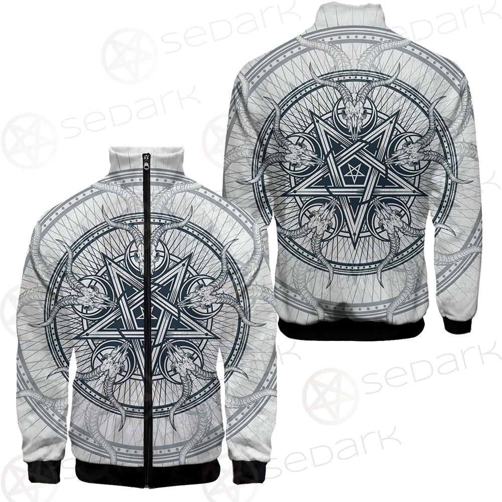 Goat Skulls And Star Rays SDN-1015 Stand-up Collar Jacket