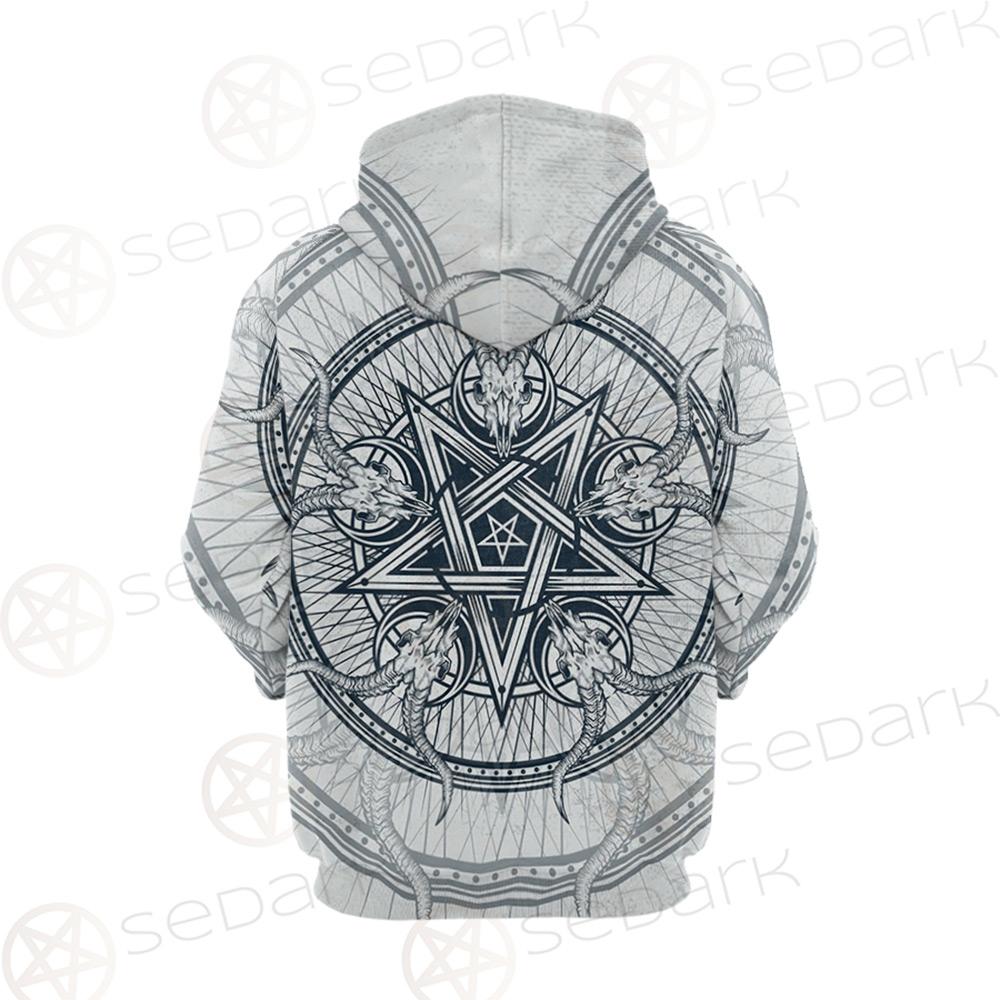 Goat Skulls And Star Rays SDN-1015 Hoodie Raglan Zip