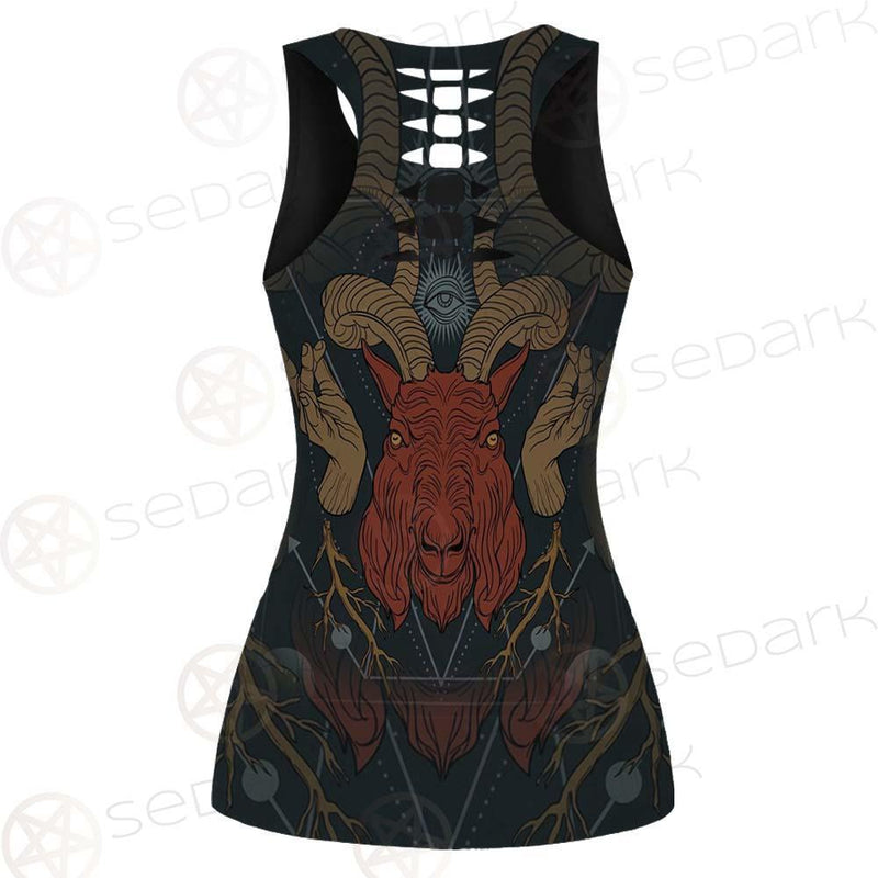 Head Satan Goat Occult SDN-1017 Hollow Out Tank Top