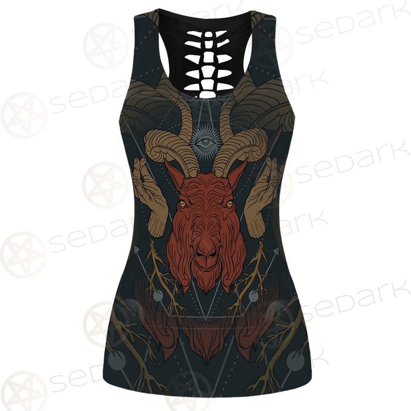 Head Satan Goat Occult SDN-1017 Hollow Out Tank Top