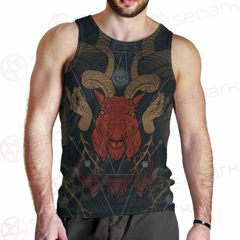 Head Satan Goat Occult SDN-1017 Men Tank-tops