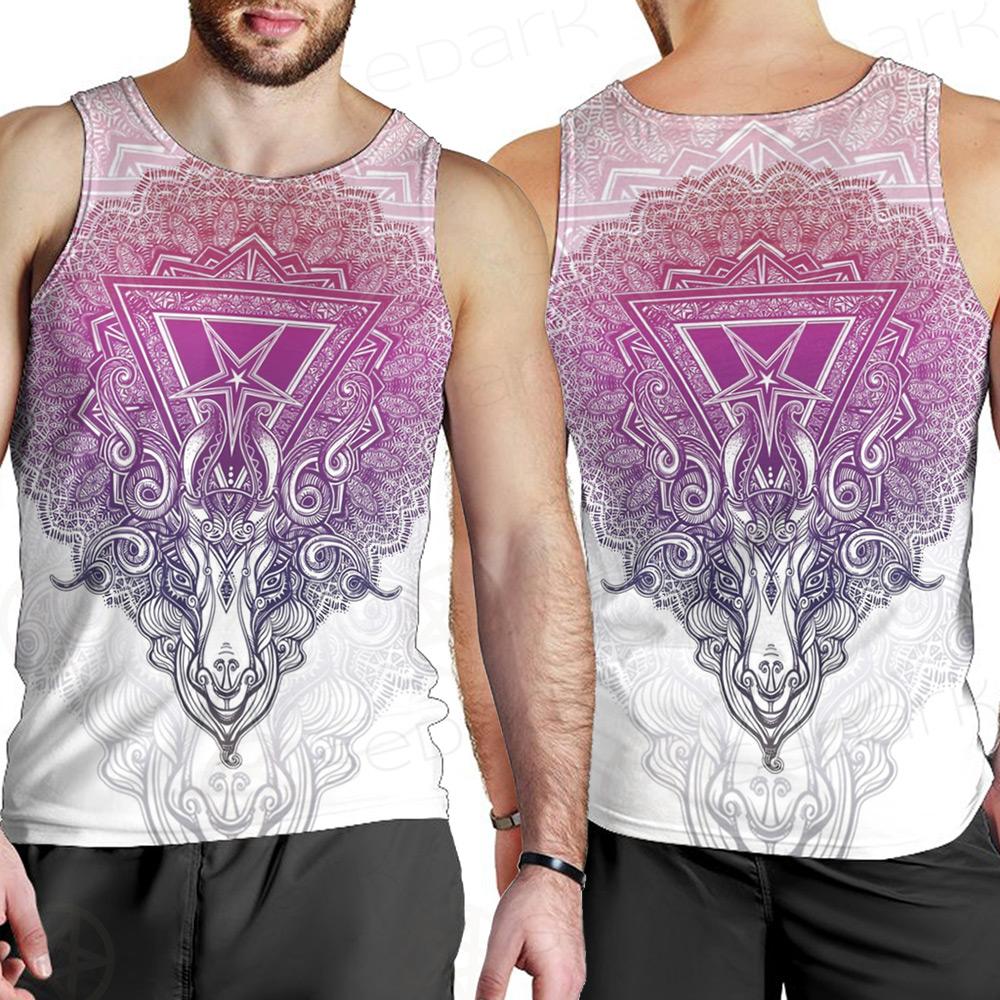 Pentagram Sign Head Of Demon Baphomet Men Tank-tops